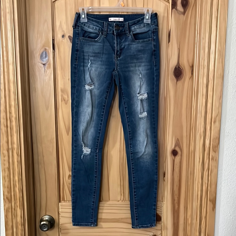 SO Dark Blue Distressed Skinny Jeans